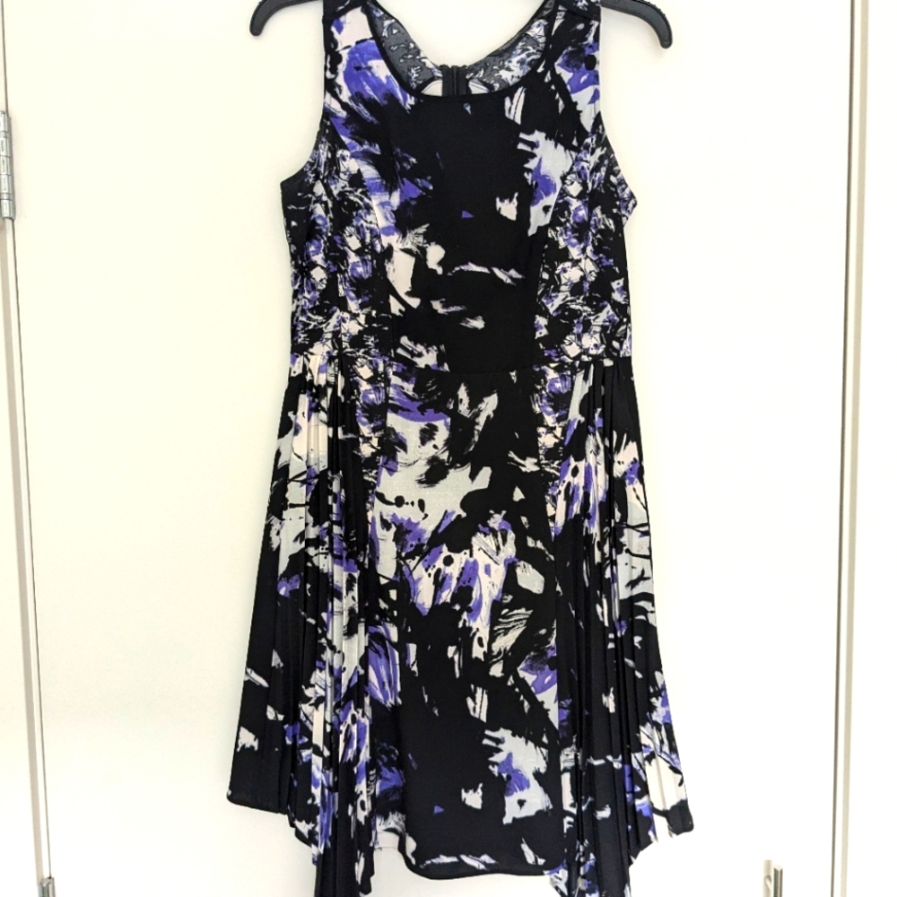 EUC Simply Vera Black Purple Pleated Sleeveless Dress, WS - Picture 2 of 7